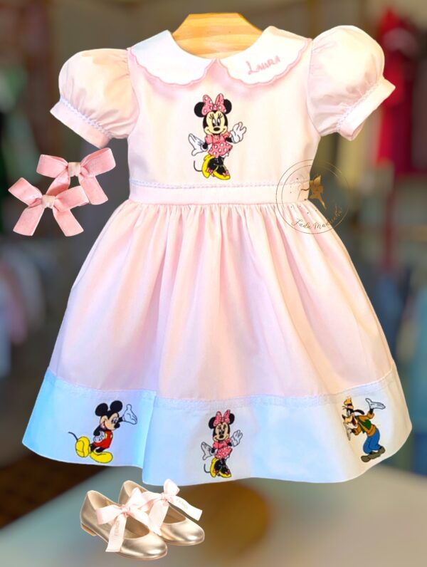 Vestido Minnie Rosa Personalizado